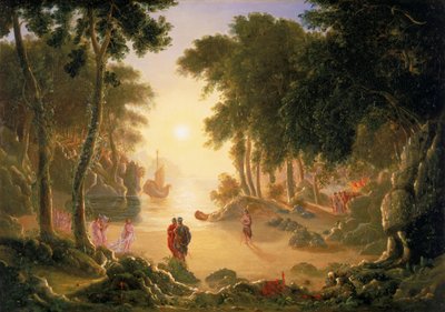 Telemachus, Son of Ulysses, and the Goddess Minerva with Calypso by Francis Danby